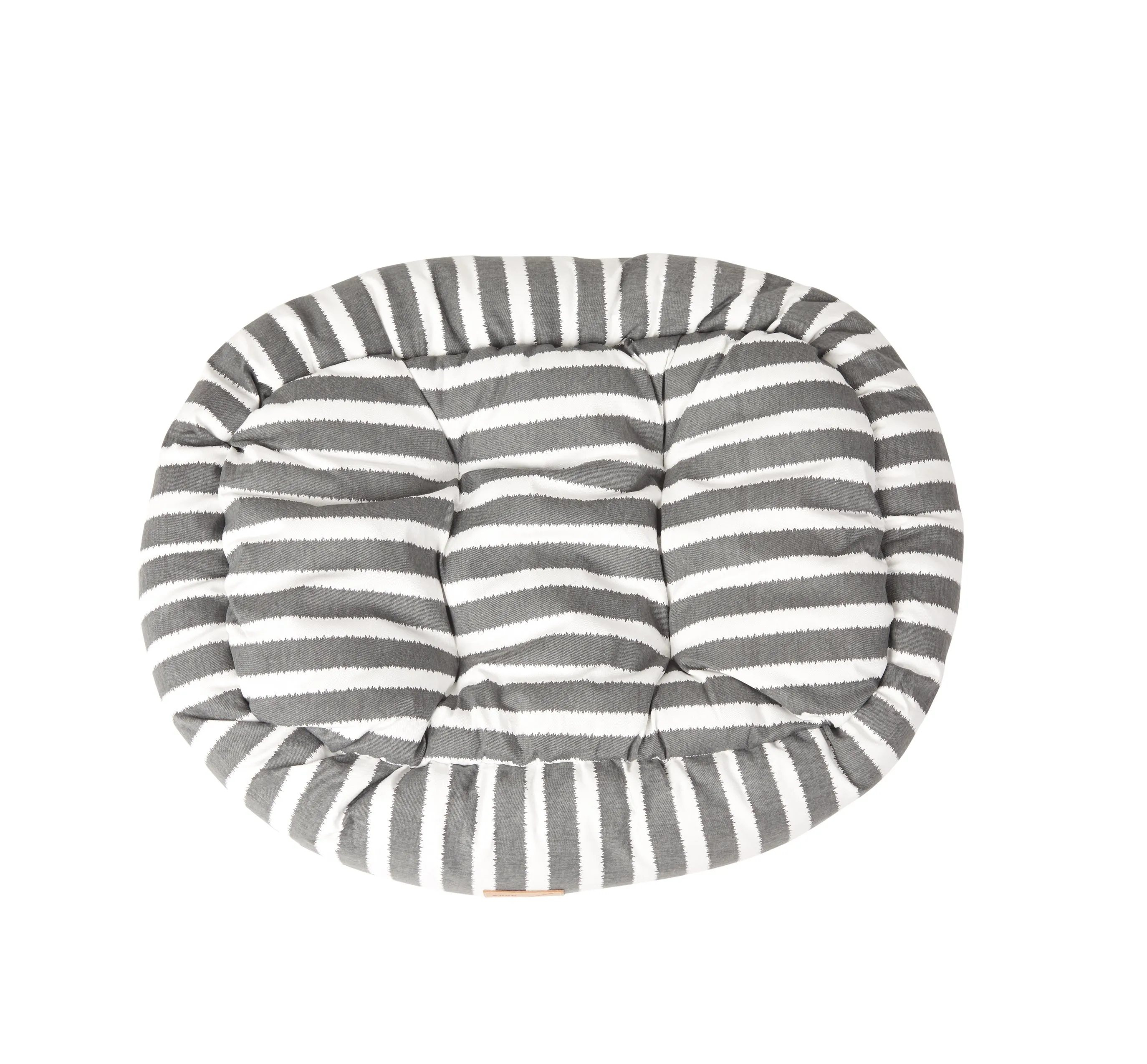 4 Seasons Reversible Circular Dog Bed - Charcoal Hamptons Stripe Print