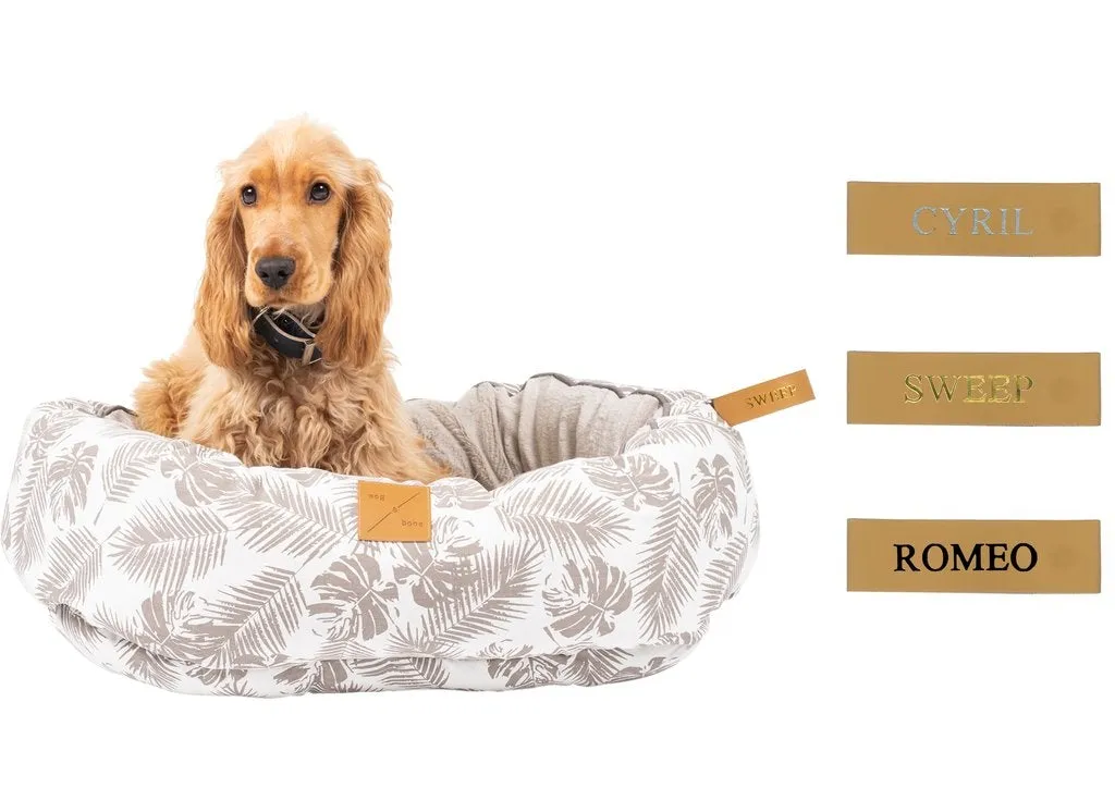 4 Seasons Reversible Circular Dog Bed - Charcoal Hamptons Stripe Print