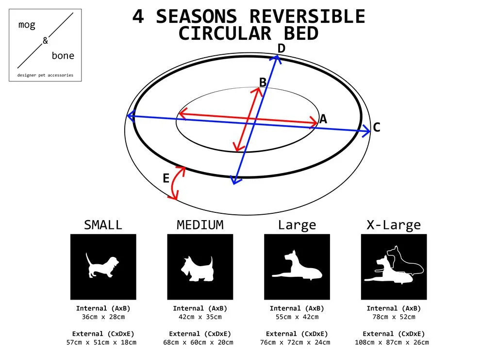 4 Seasons Reversible Circular Dog Bed - Mocha Wave Print
