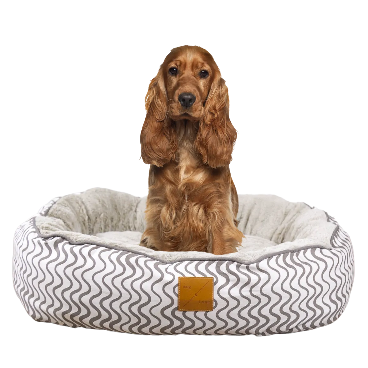 4 Seasons Reversible Circular Dog Bed - Mocha Wave Print