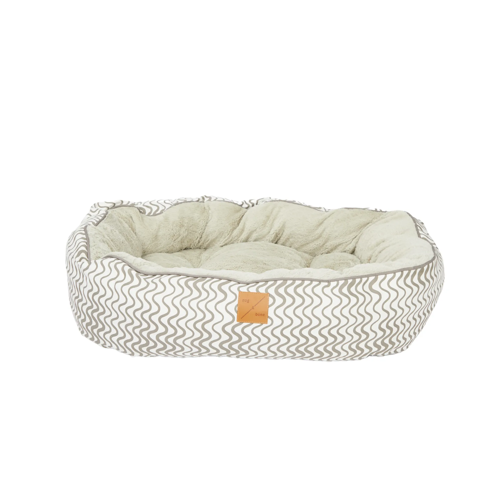 4 Seasons Reversible Circular Dog Bed - Mocha Wave Print