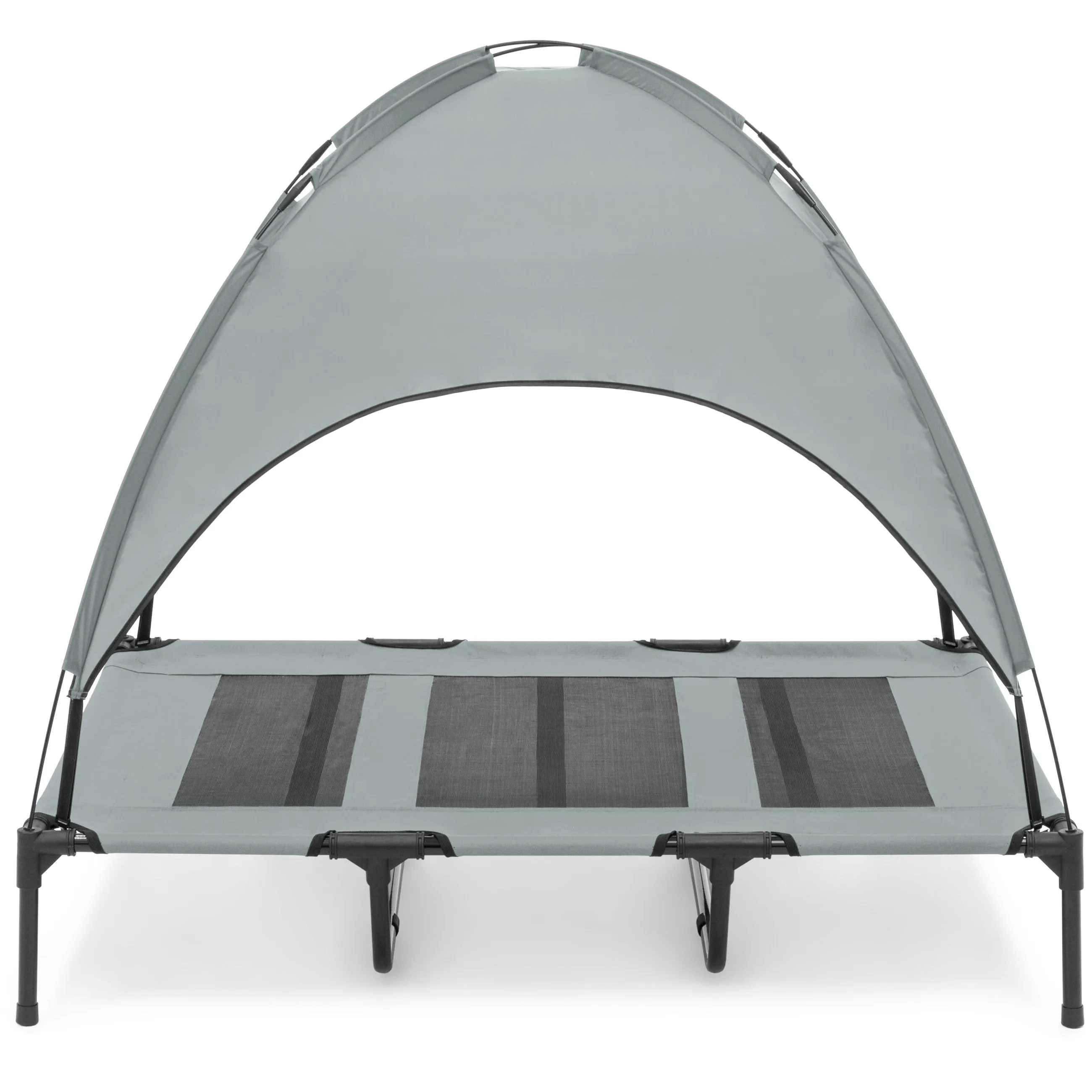 48in Outdoor Raised Cooling Pet Dog Bed w/ Canopy, Travel Bag