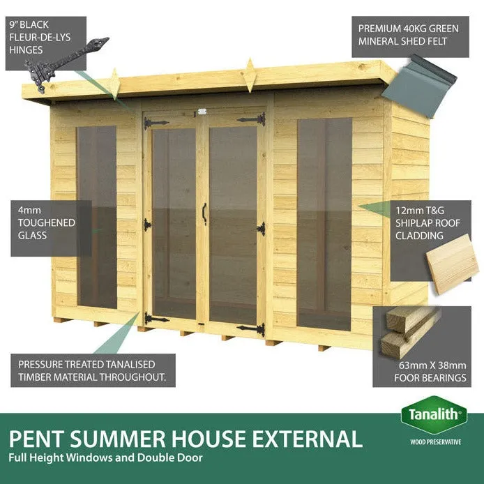 4ft x 18ft Pent Summer House (Full Height Window)