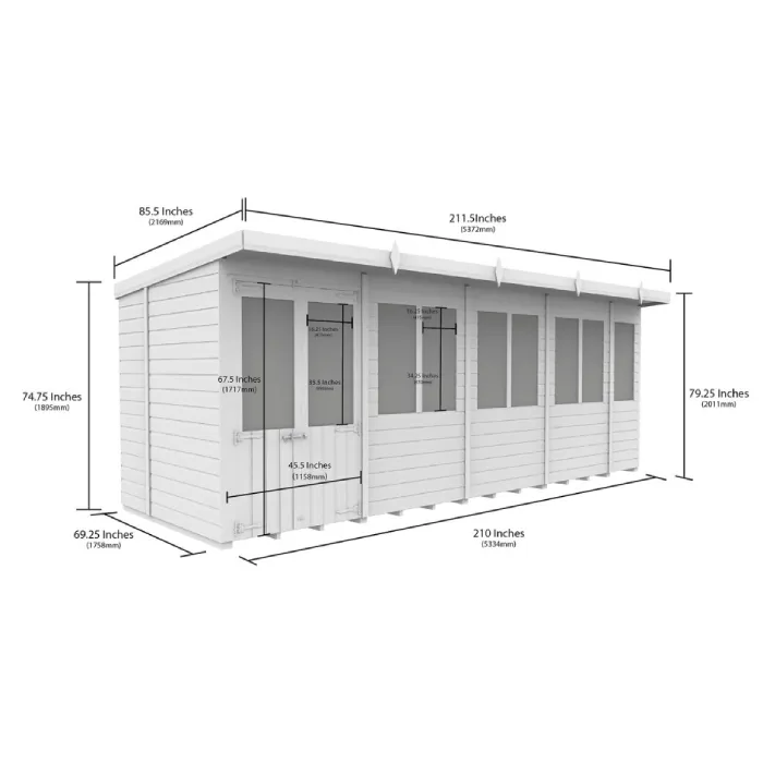 6ft x 18ft Pent Summer House