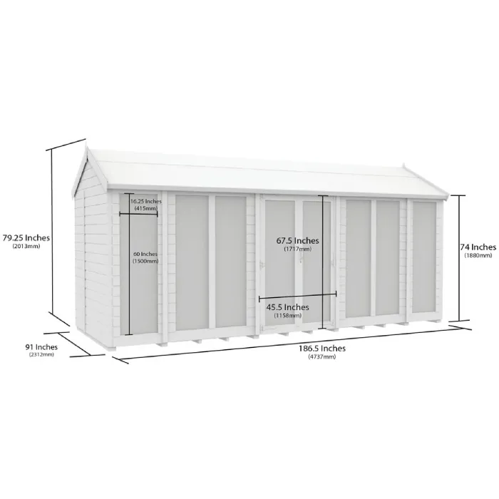 8ft x 16ft Apex Summer House (Full Height Window)