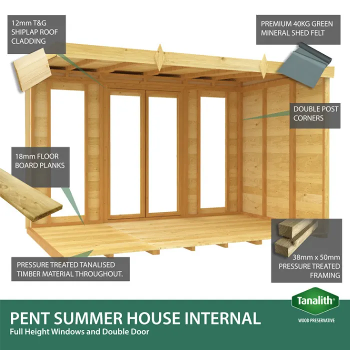 8ft x 16ft Apex Summer House (Full Height Window)