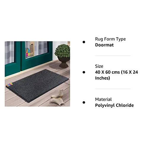 AMRO Beautility Needs Rectangular Door Mat Pvc Thick Doormat For Outdoor,Home,Offices,Restaurant,Hotel Etc.. Heavy Quality -12Mm Thickness,Grey Color,Weight 800  Gms,Size 40 X 60 Cms(16 X 24 Inches)