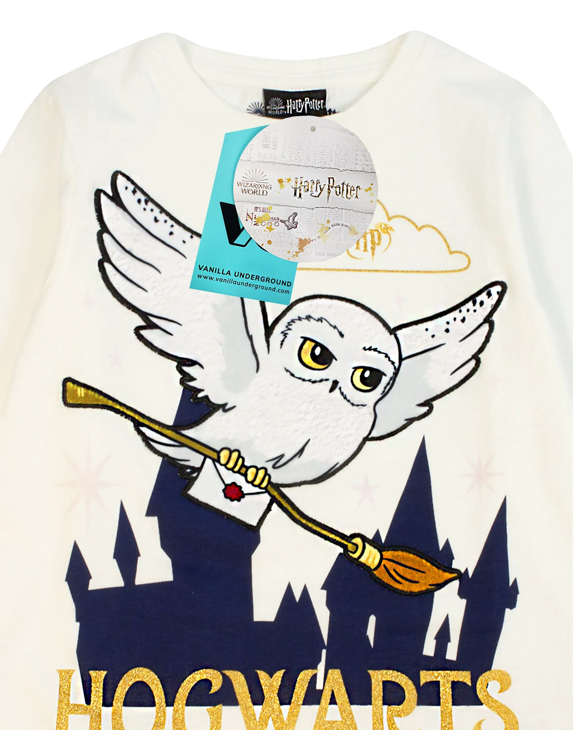 Harry Potter Hedwig Girls White Long Sleeve Long Leg Pyjama Set