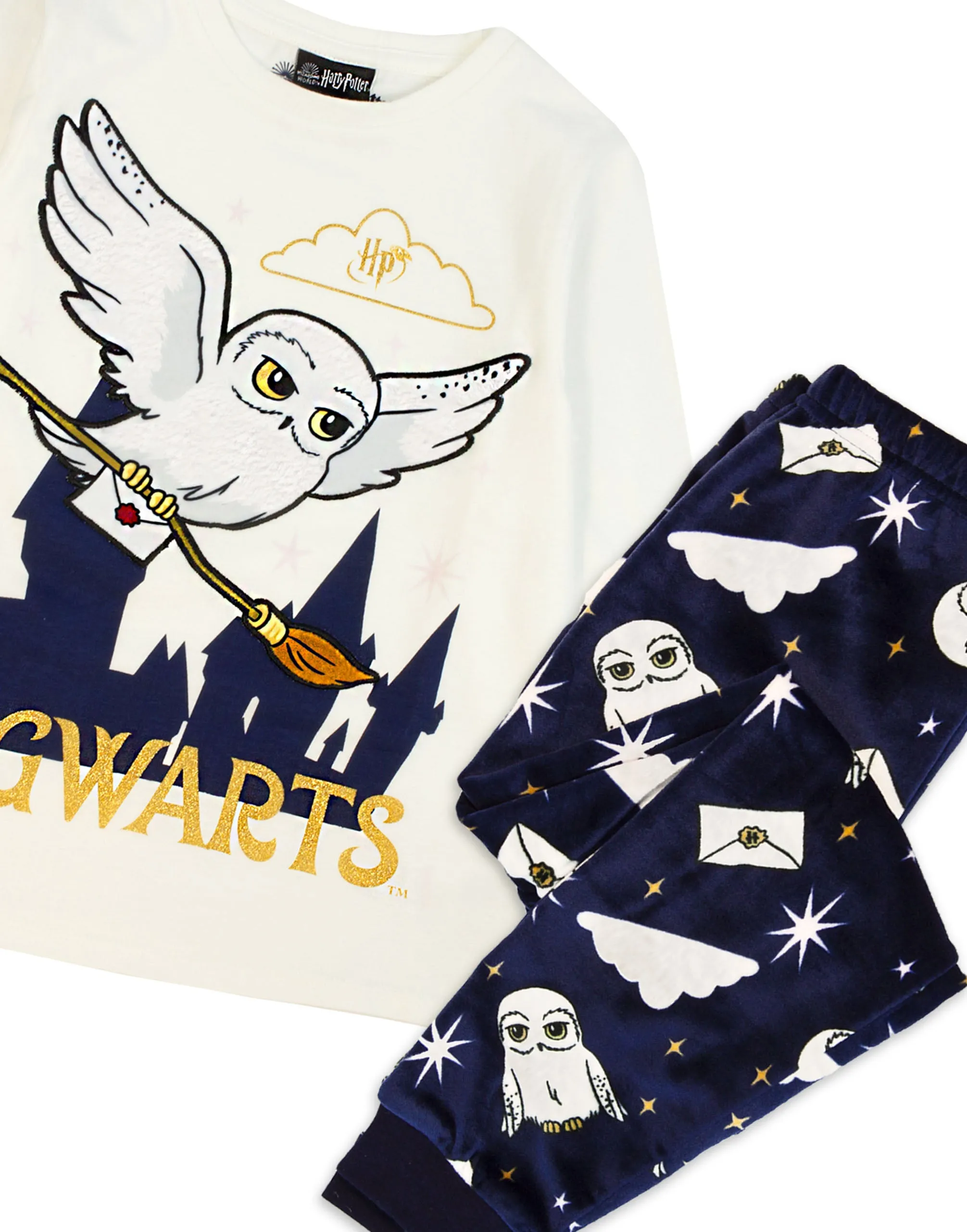Harry Potter Hedwig Girls White Long Sleeve Long Leg Pyjama Set