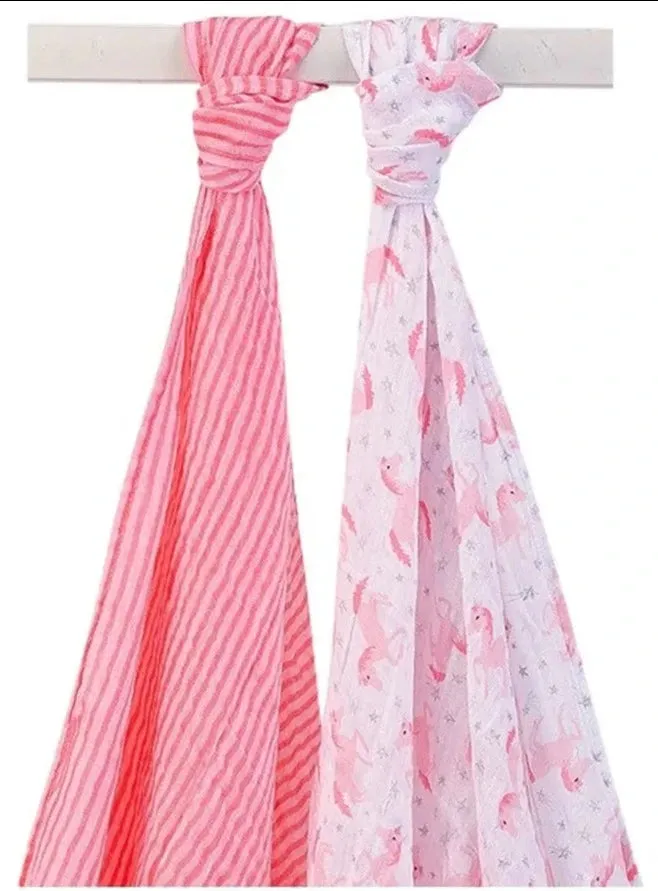 Hudson Baby Muslin Swaddle Blanket 2pc - Unicorn