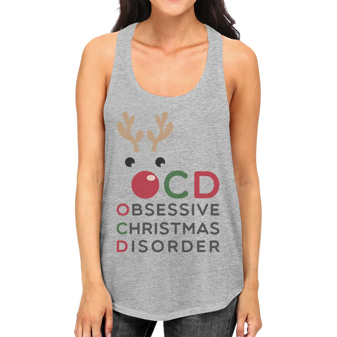 Rudolph OCD Womens Fashion Cute Christmas Gift Tank Top For Workout