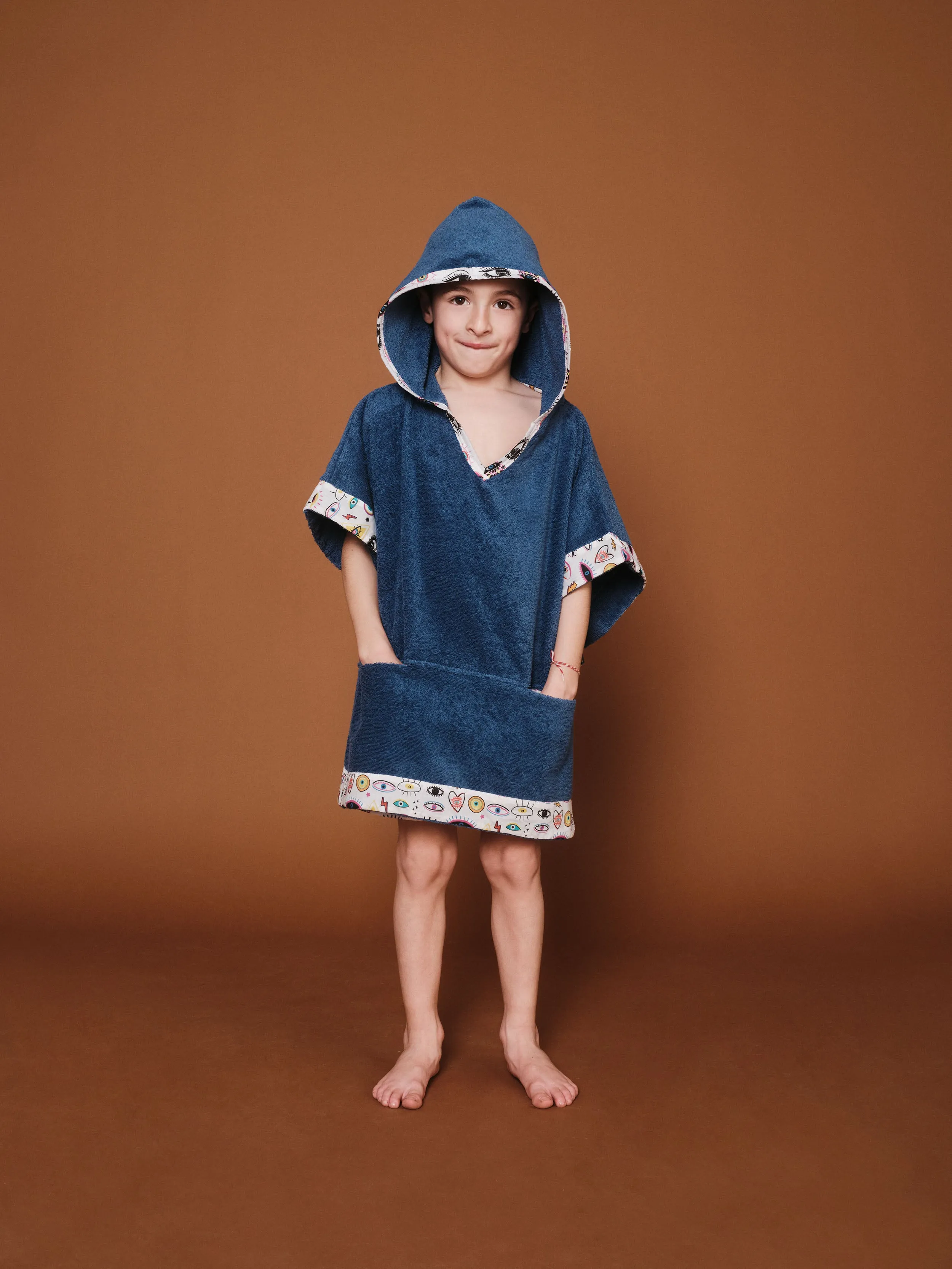 Starry Eyes Rough Blue | Kids' Poncho