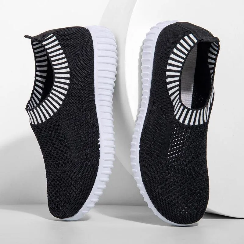 Women's Comfy Color Block Slip-on Shoes Knit Sneakers