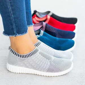 Women's Comfy Color Block Slip-on Shoes Knit Sneakers