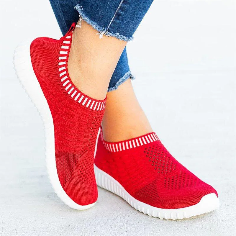 Women's Comfy Color Block Slip-on Shoes Knit Sneakers